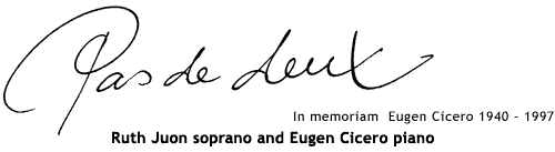 New CD Pas de deux - Ruth Juon soprano and Eugen Cicero piano